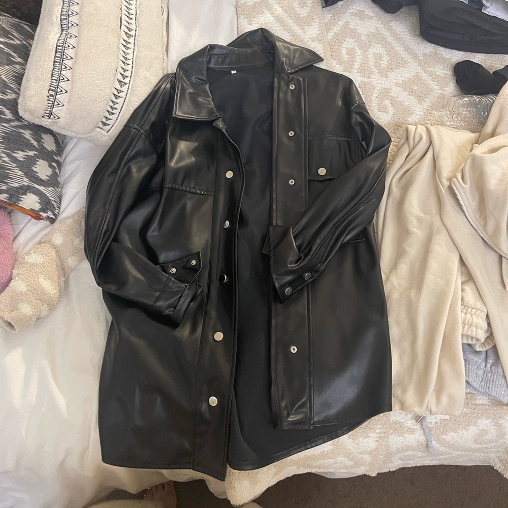 Pleather long jacket